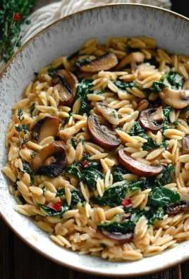 Creamy Mushroom Spinach Orzo