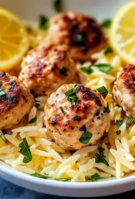 Greek Chicken Meatballs with Lemon Orzo