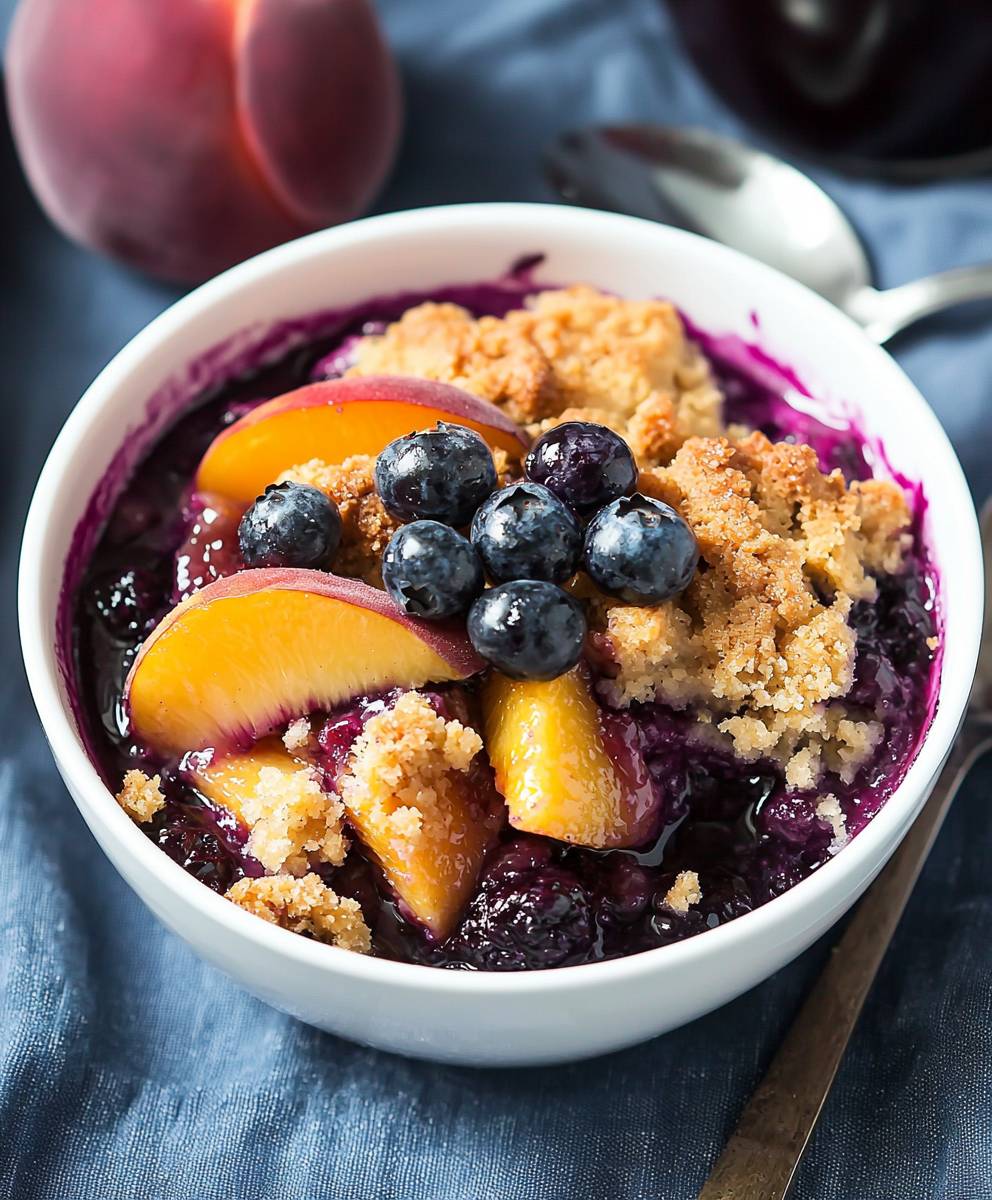 Crockpot Blueberry Peach Cobbler