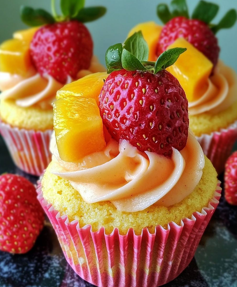 Strawberry Mango Margarita Cupcakes
