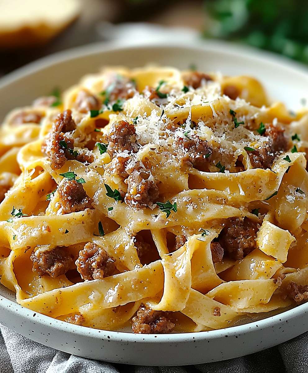 Creamy Italian Sausage Fettuccine