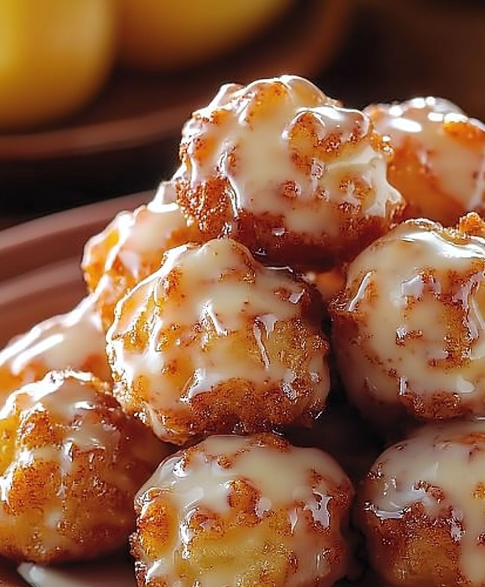 Cinnamon-Glazed Apple Fritter Bites