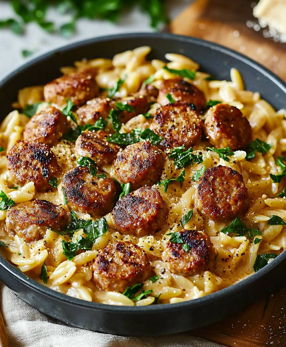 Creamy Chicken Sausage Orzo
