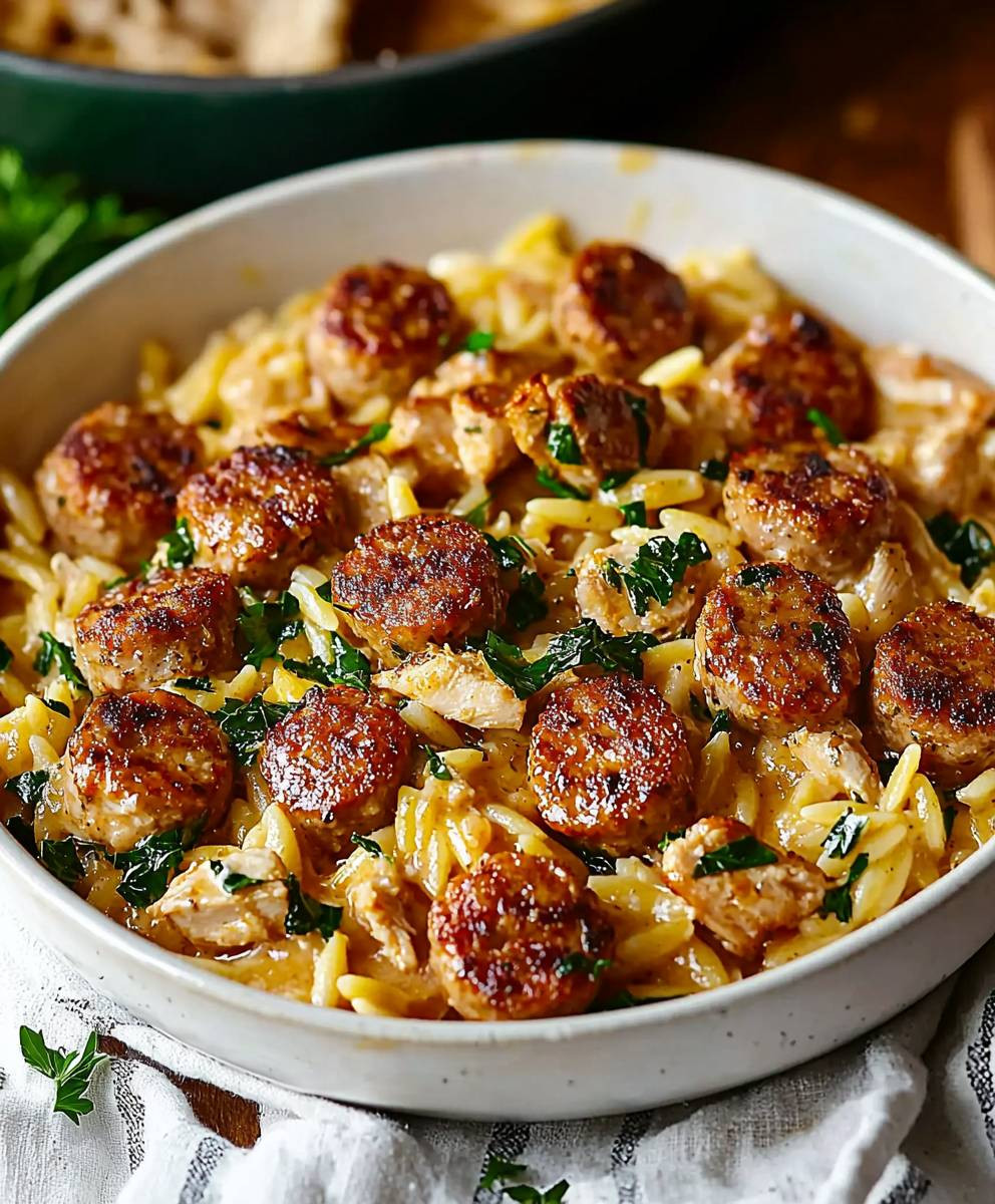 Creamy Chicken Sausage Orzo