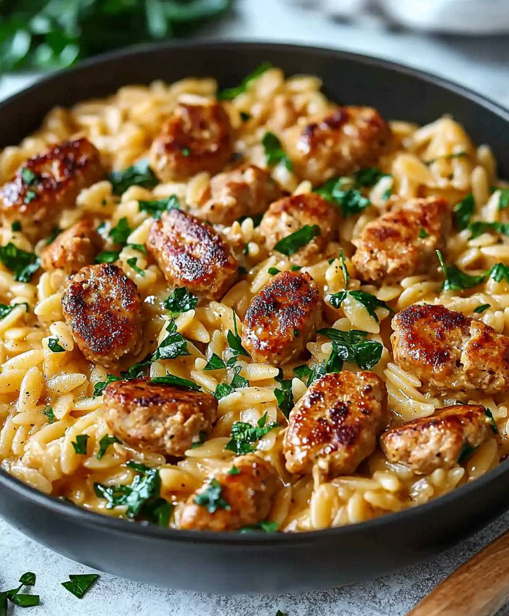 Creamy Chicken Sausage Orzo