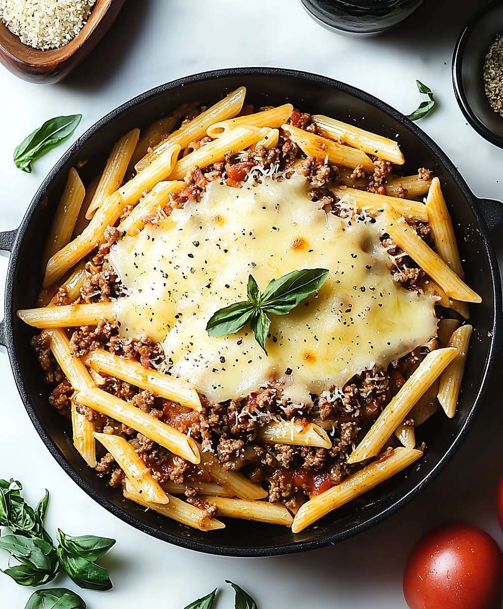 Cheesy Penne with Ground Beef