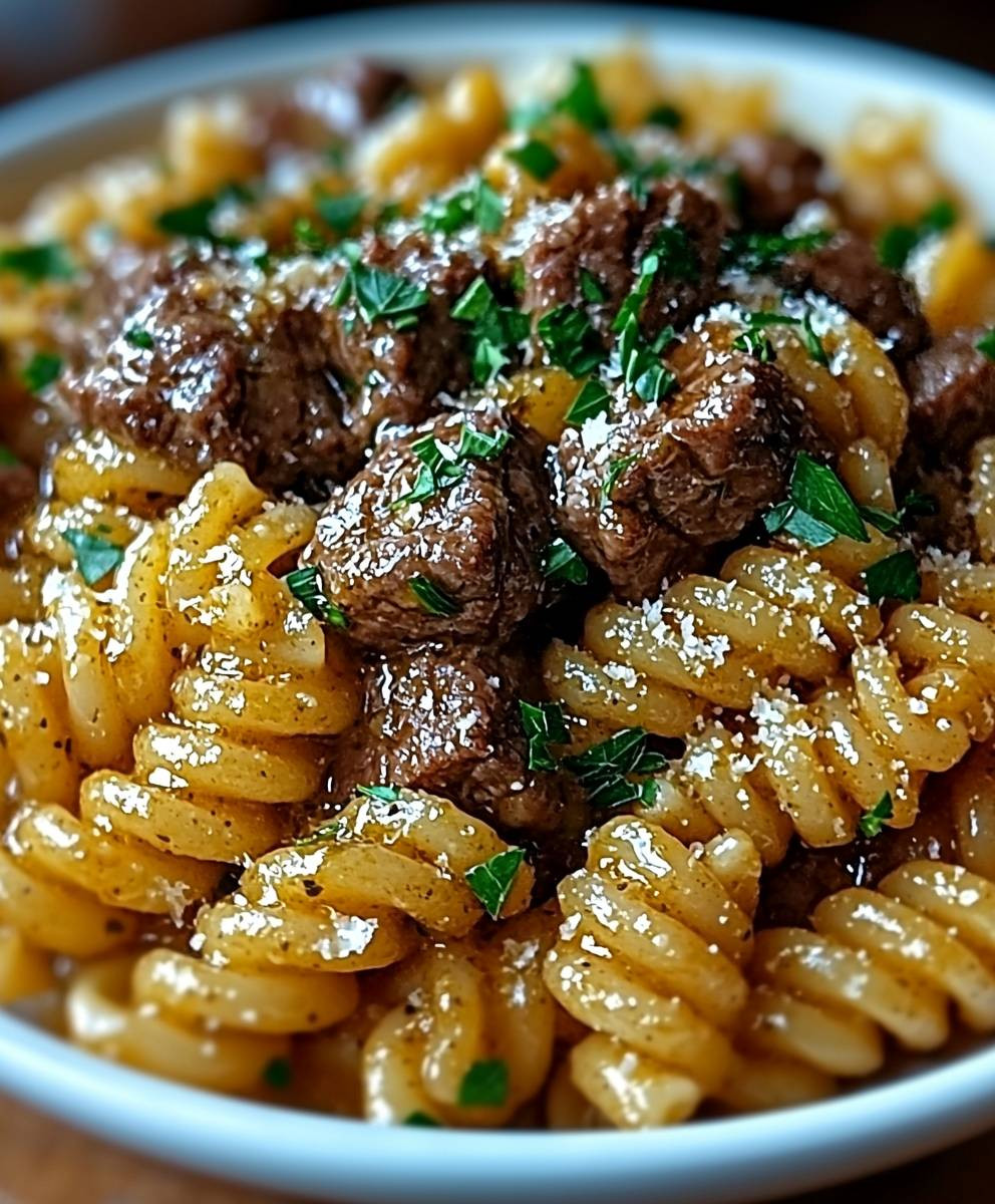 Beef Rotini Garlic Parmesan Sauce