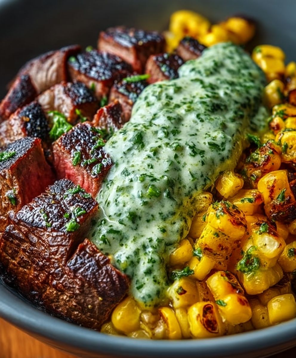Steak avocado corn bowl
