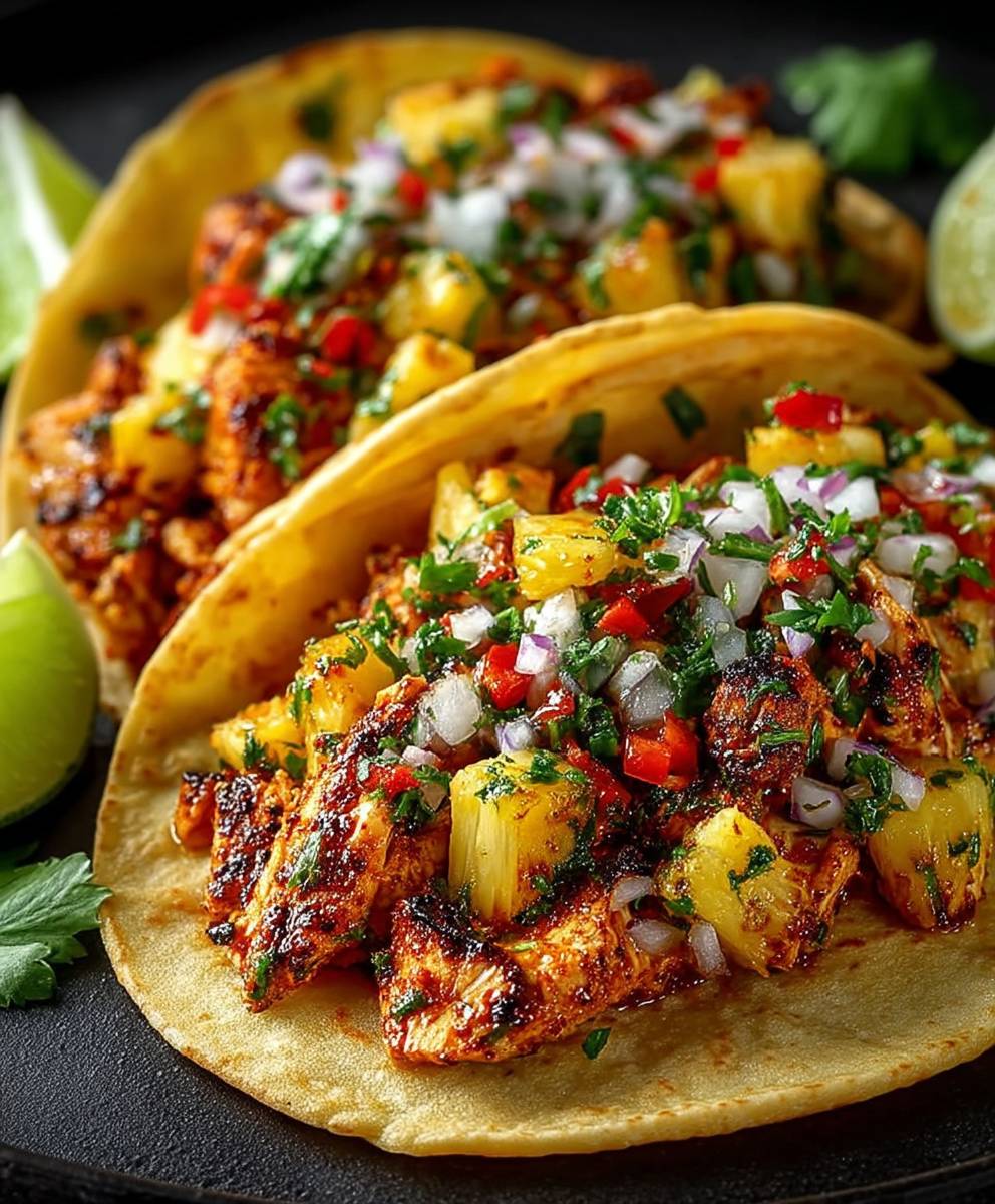Pineapple chicken tacos