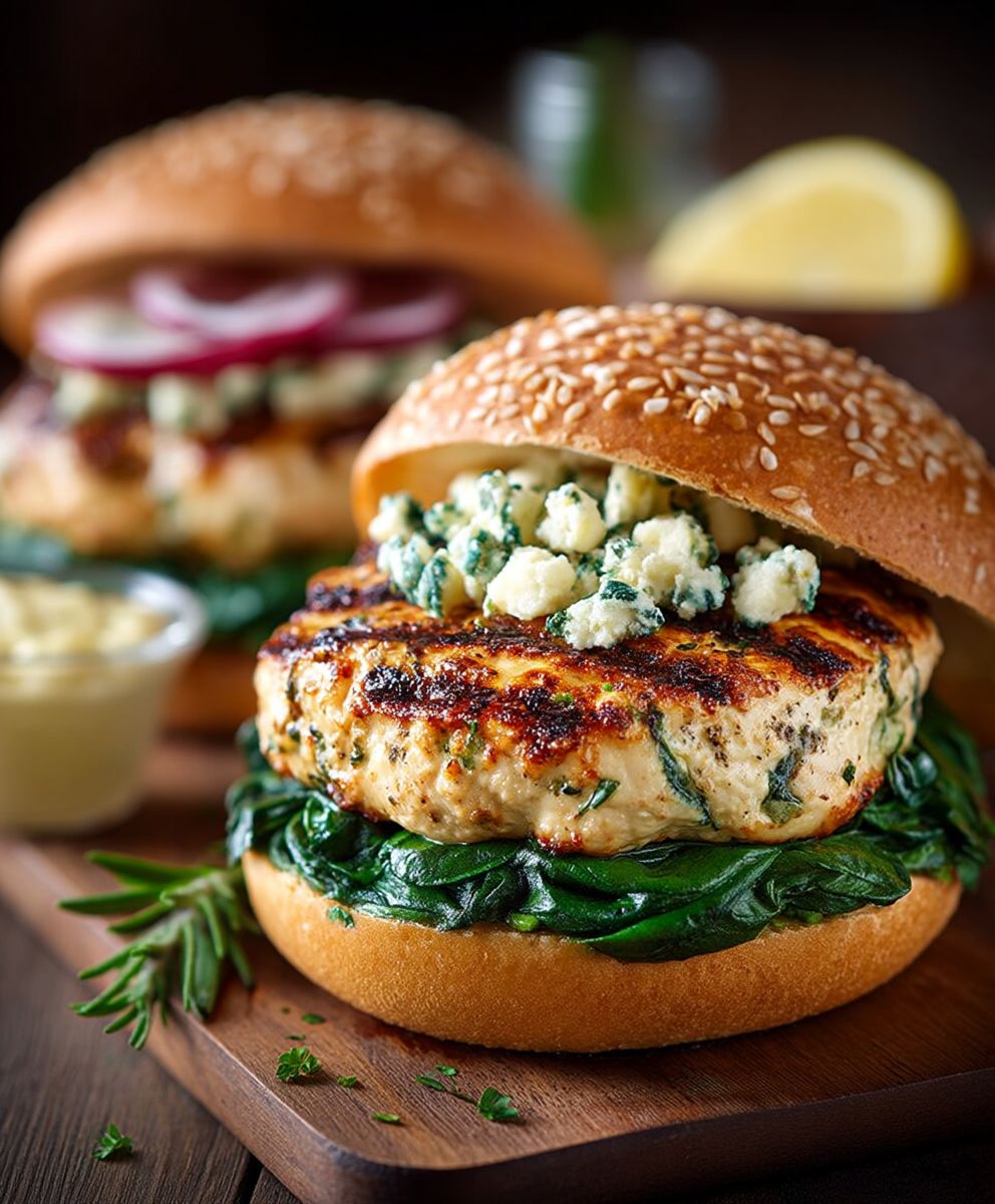 Spinach chicken burgers