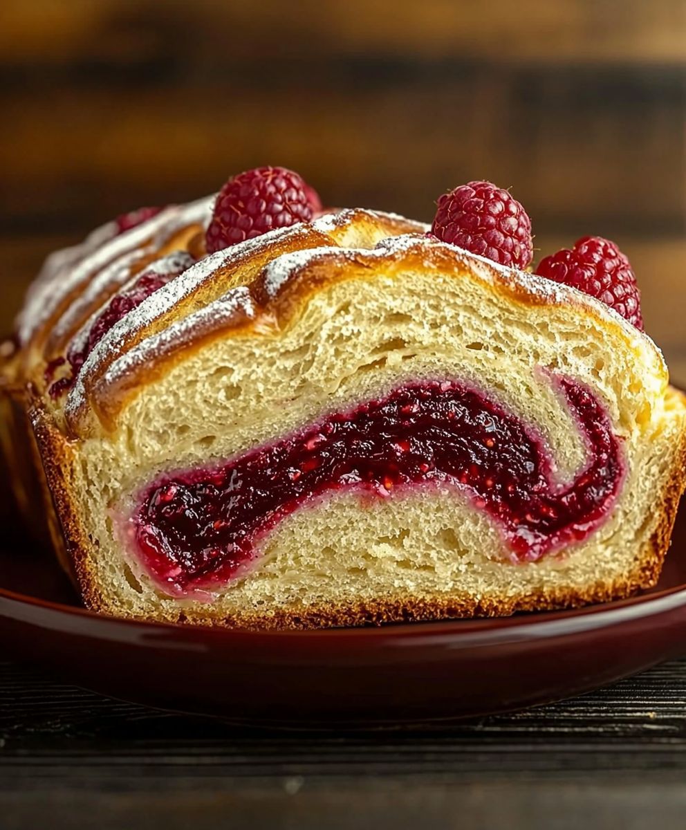 Raspberry Swirl Brioche Loaf