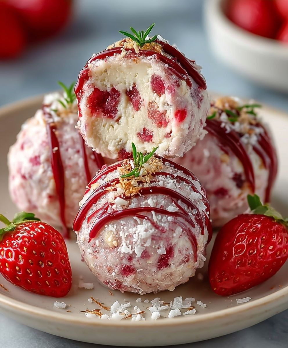 Strawberry cheesecake protein balls