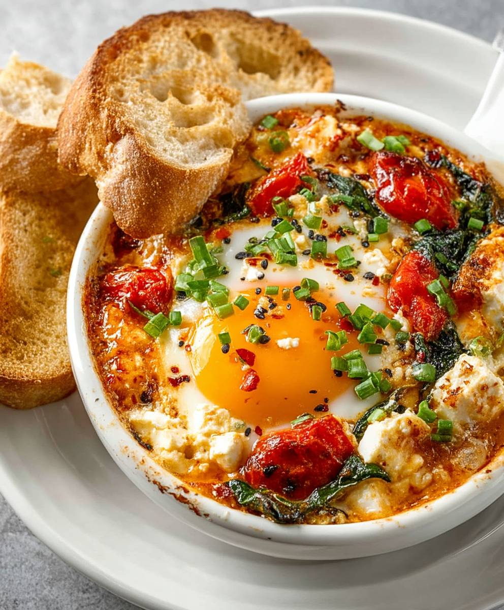 Baked Feta Eggs Breakfast