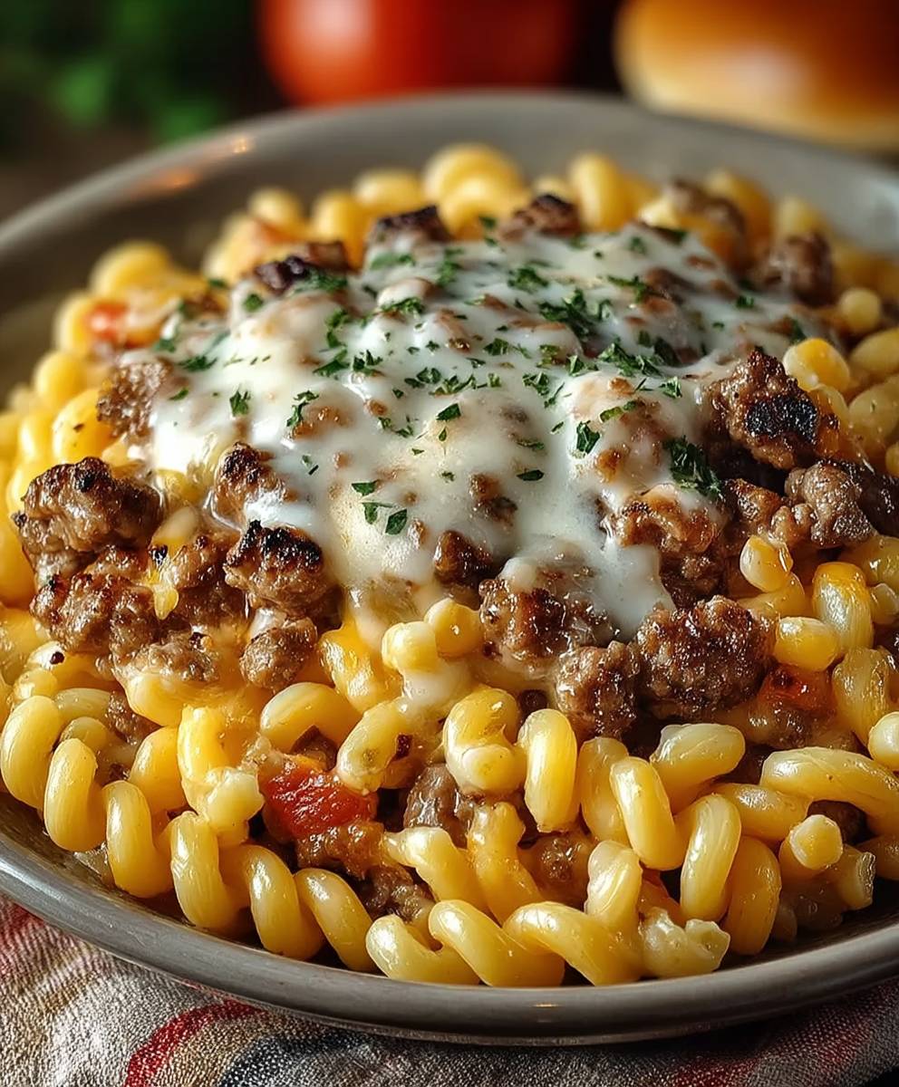 Cheeseburger Alfredo Pasta