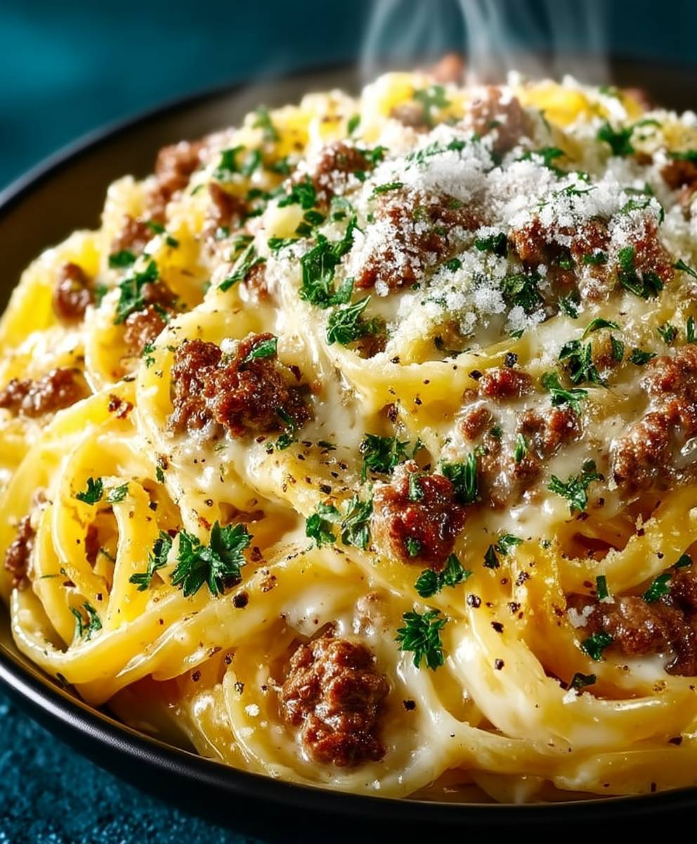 Garlic Butter Beef Linguine