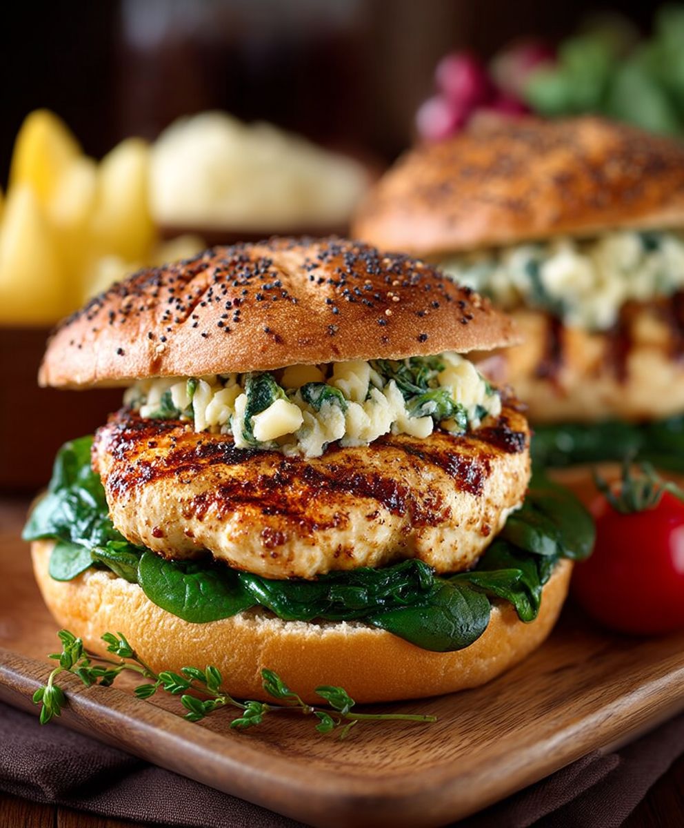 Spinach chicken burgers