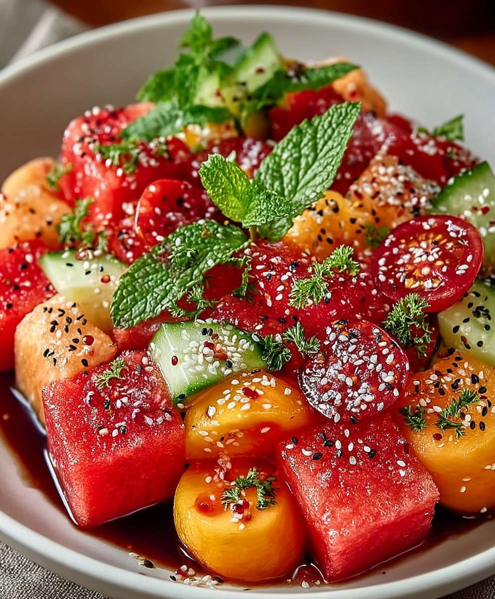 Peach watermelon salad