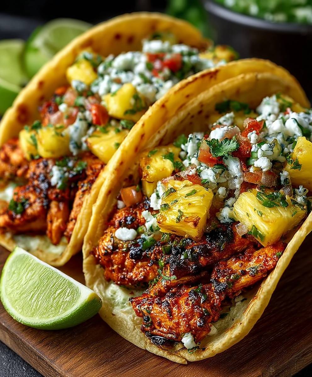 Pineapple chicken tacos