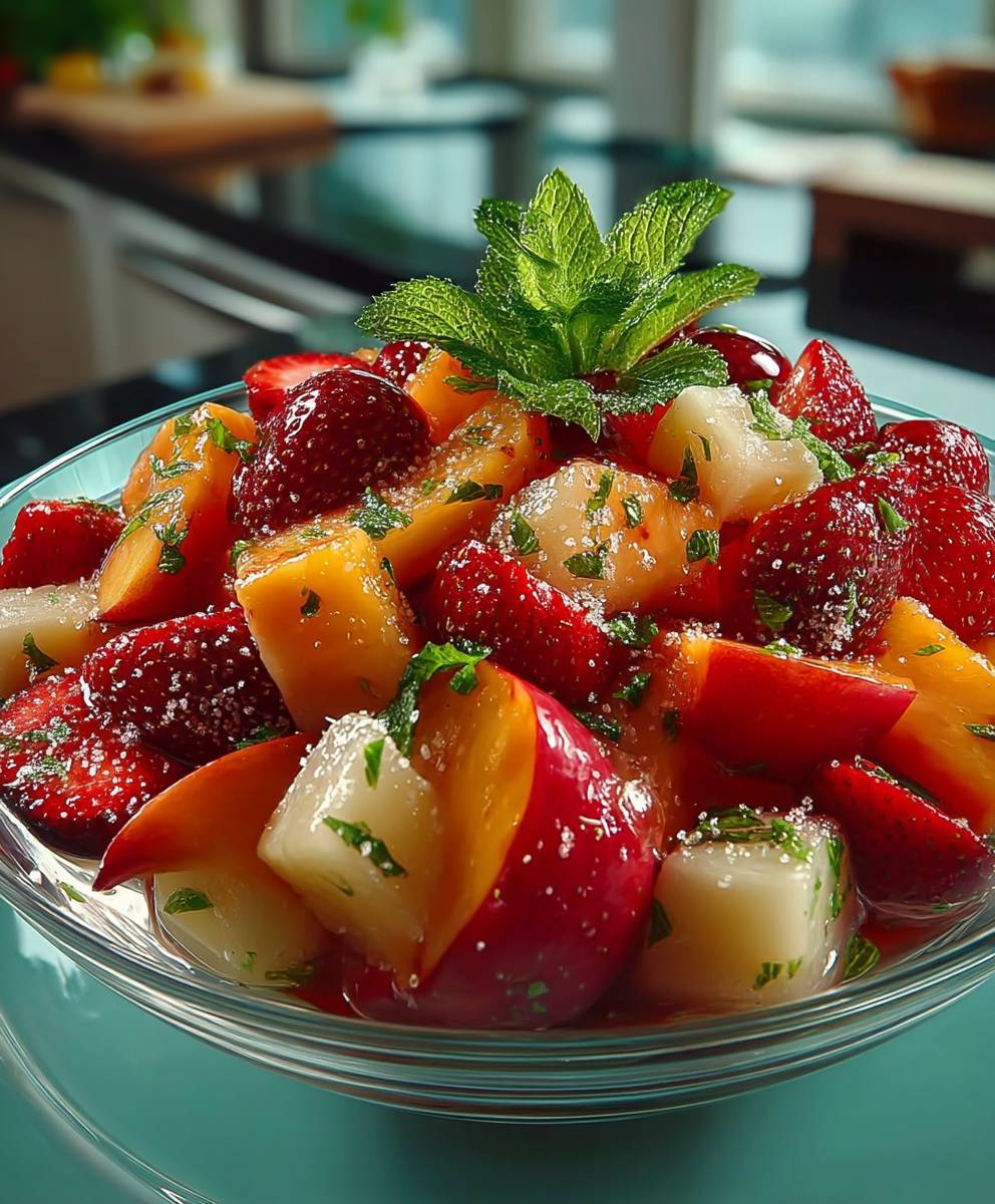 Summer peach fruit salad