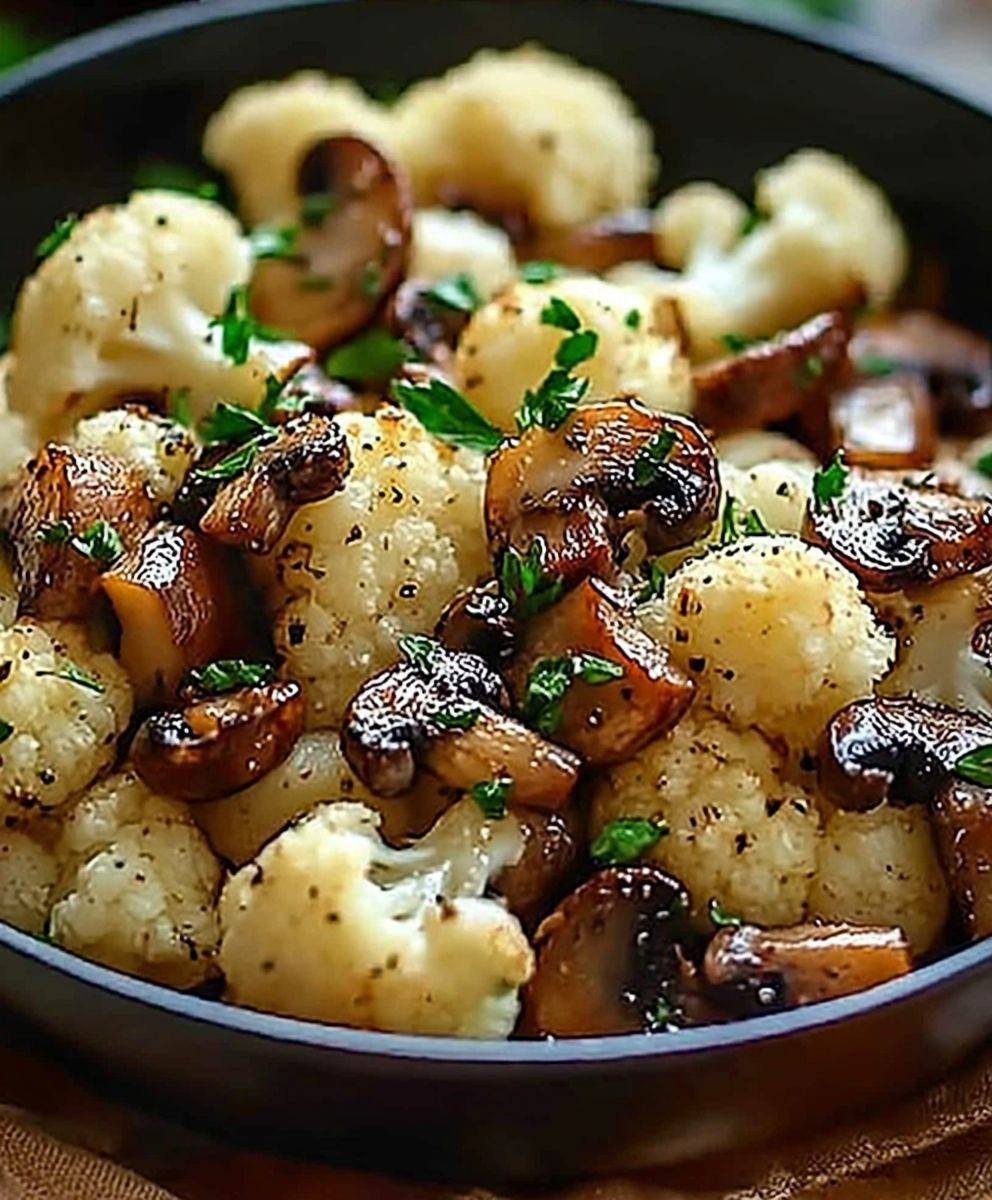 Garlic Cauliflower Mushroom Skillet