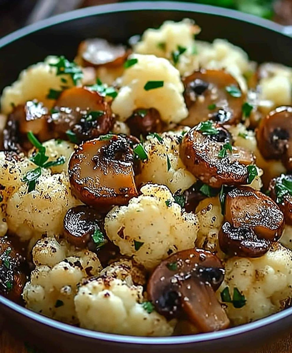 Garlic Cauliflower Mushroom Skillet