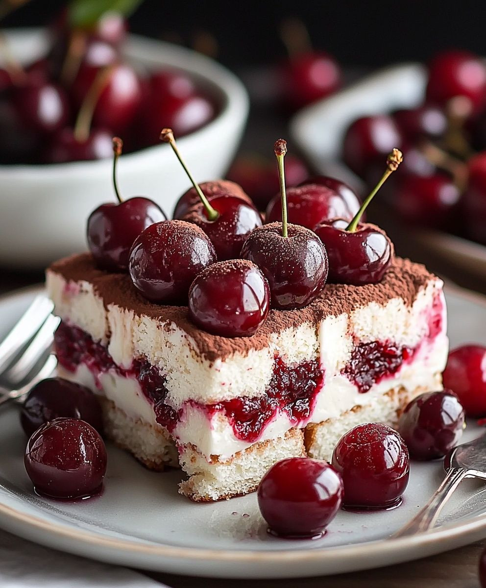 Cherry Amaretto Tiramisu dessert
