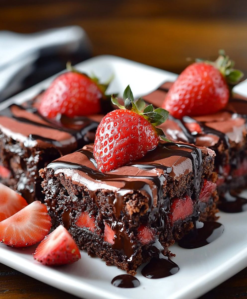 Chocolate Covered Strawberry Brownies