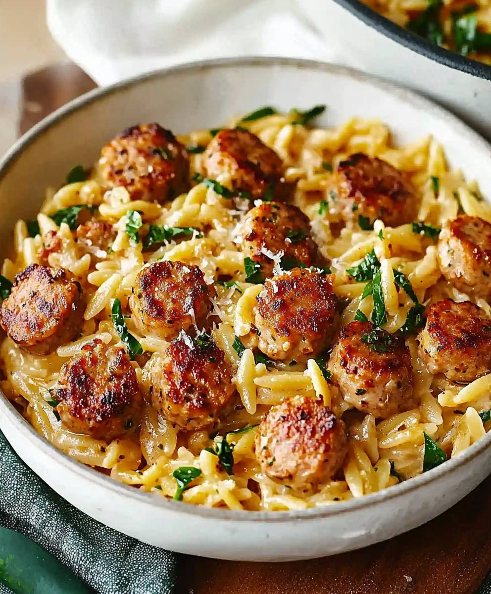 Creamy Chicken Sausage Orzo