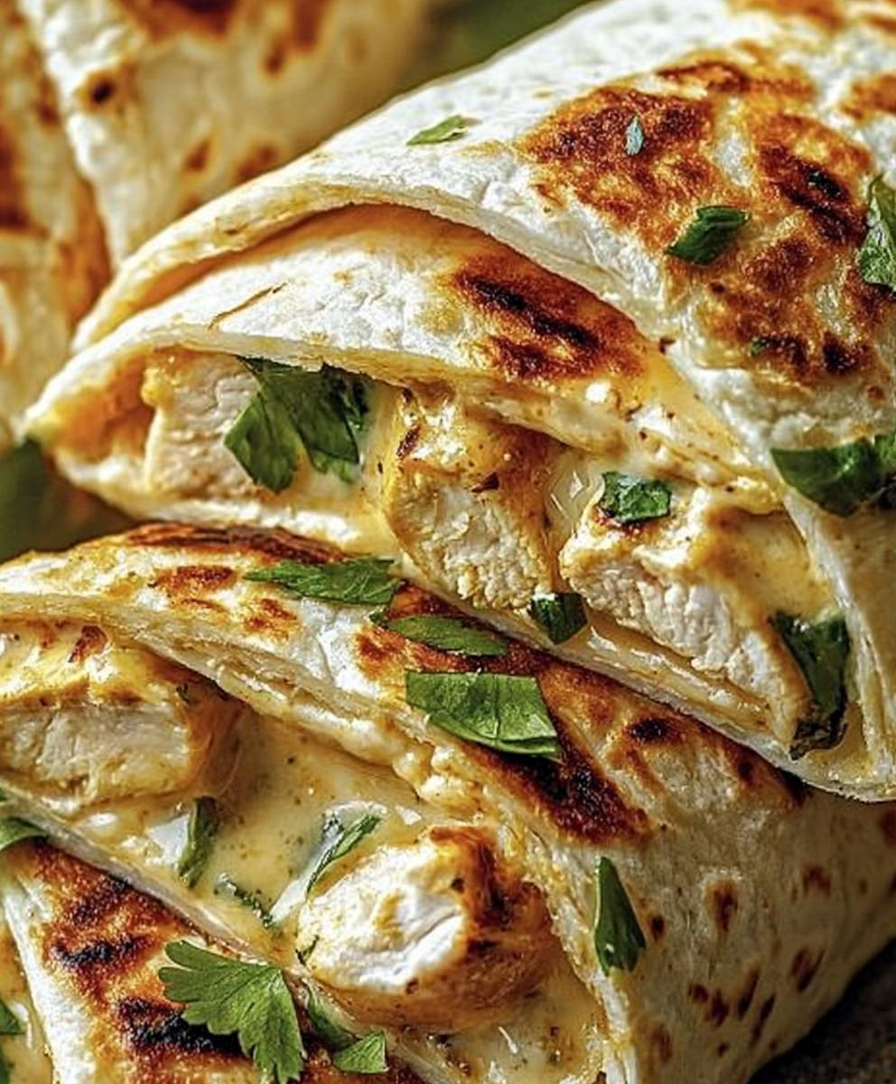 Cheesy Garlic Chicken Wraps