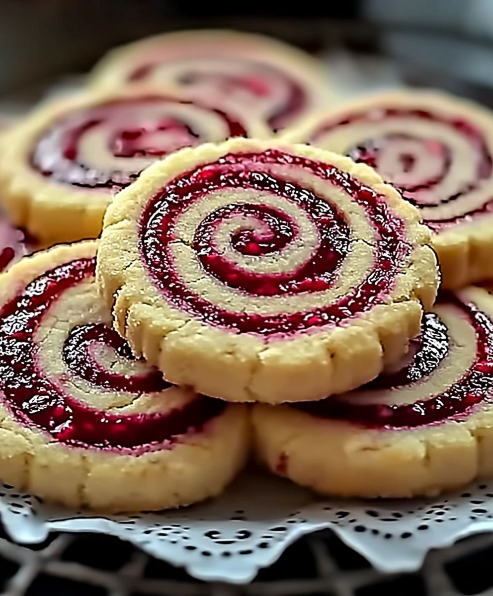 Raspberry Swirl Shortbread Cookies