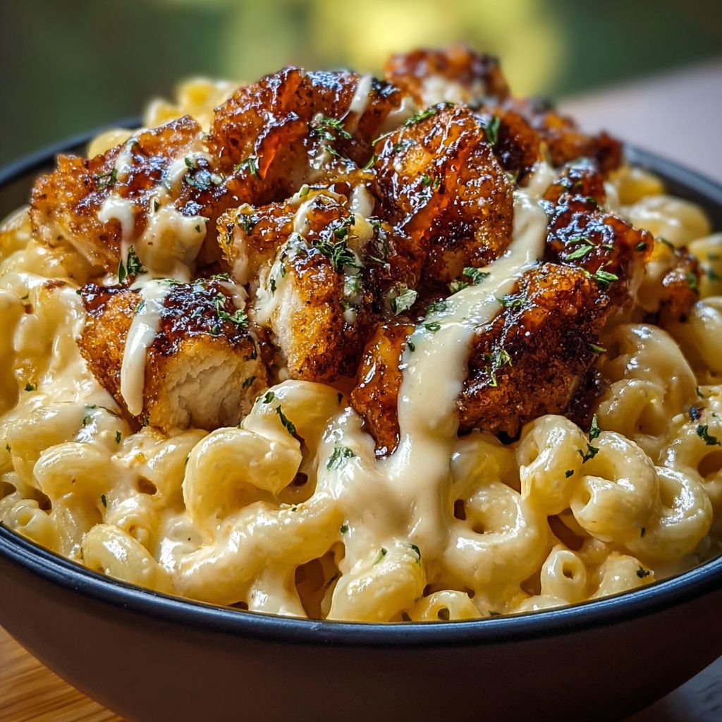 Honey pepper chicken mac cheese