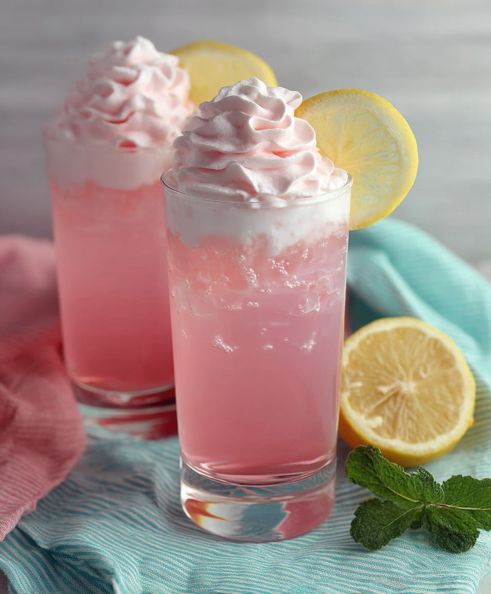 Whipped pink lemonade drink
