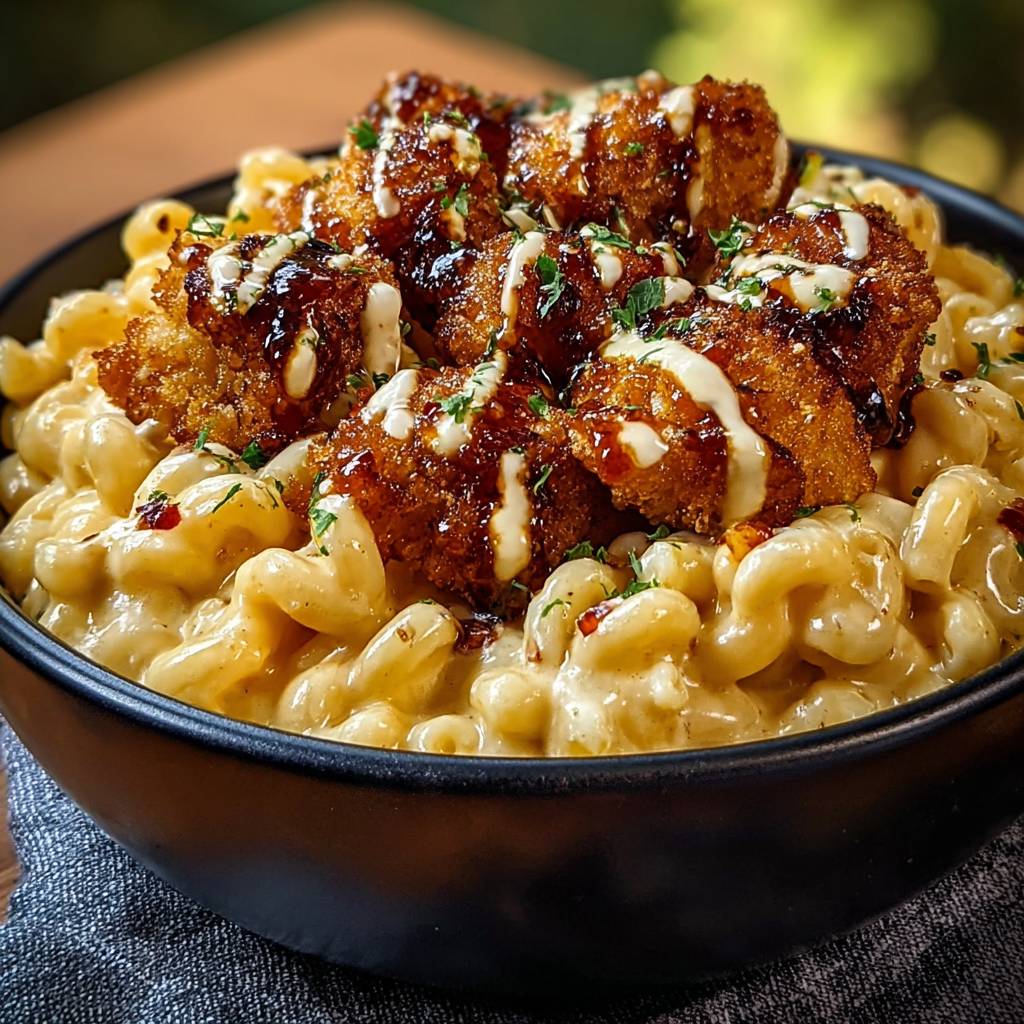 Honey pepper chicken mac cheese