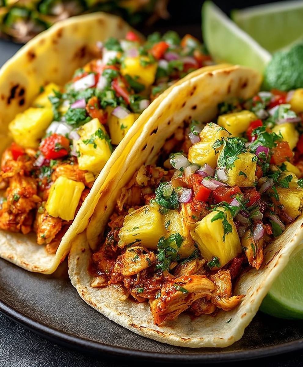 Pineapple chicken tacos