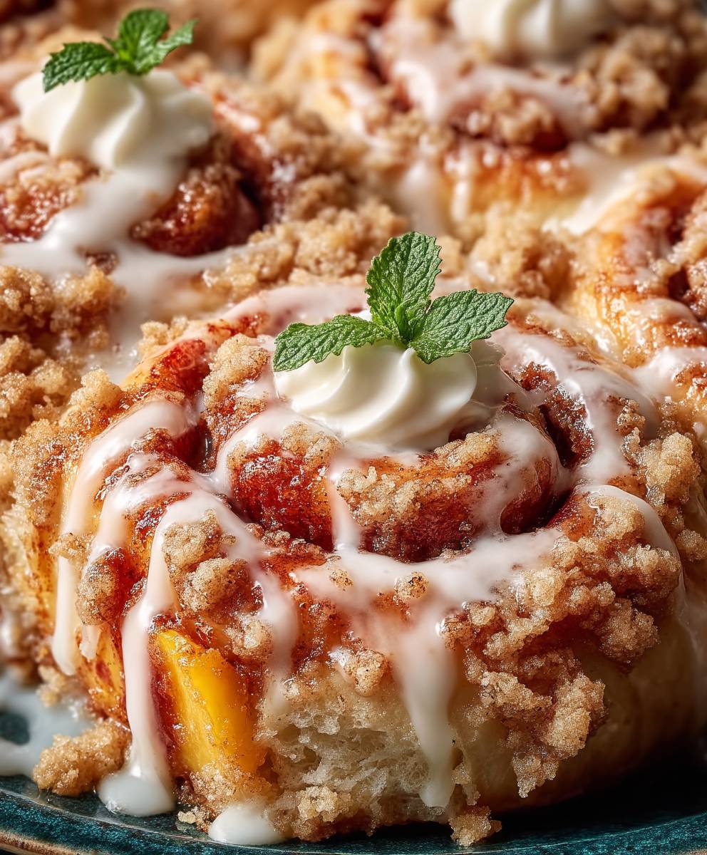 Peach Cobbler Cinnamon Rolls