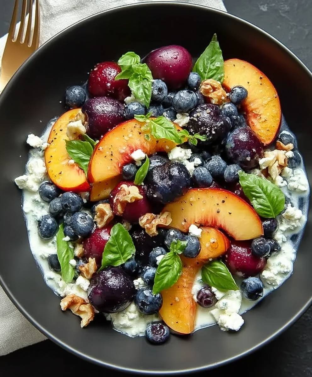 Blueberry peach feta salad