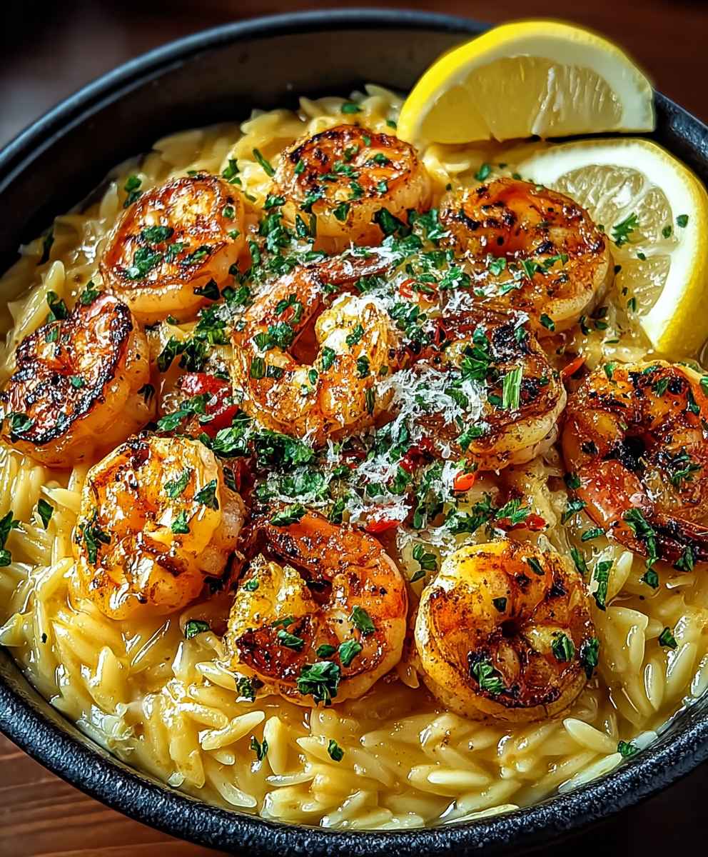Shrimp Orzo Lemon Garlic Sauce