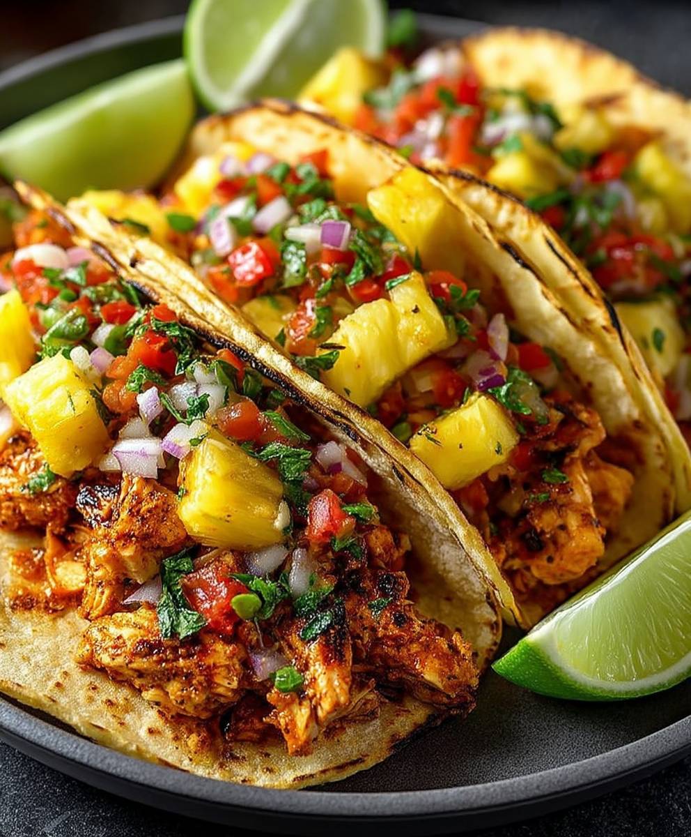 Pineapple chicken tacos