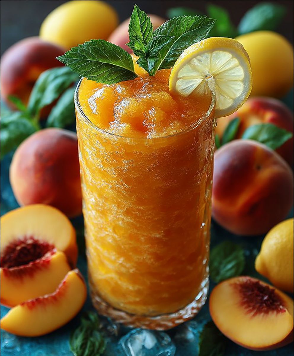 Frozen Peach Lemonade Slushie
