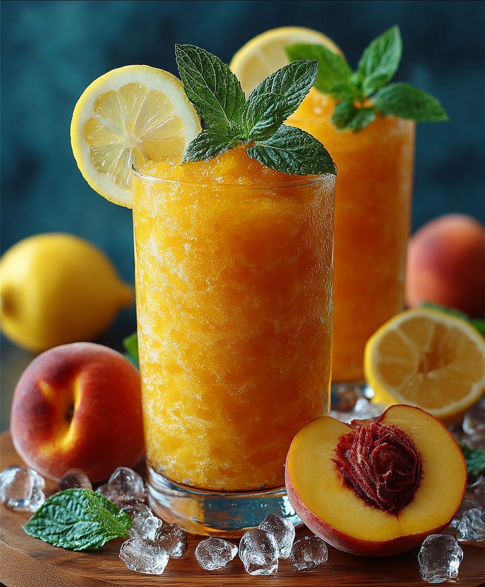 Frozen Peach Lemonade Slushie