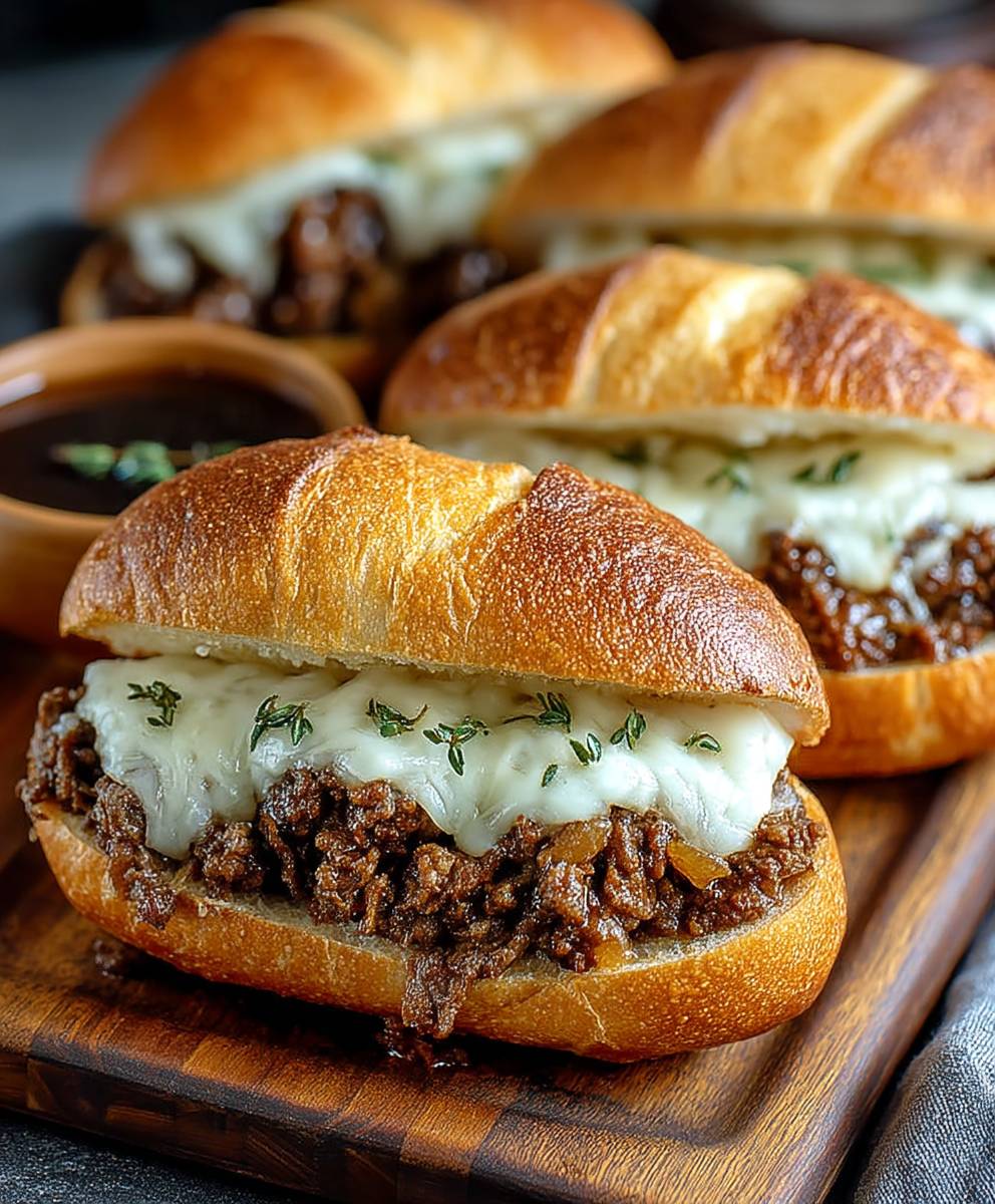 Ground Beef French Dip Sandwich