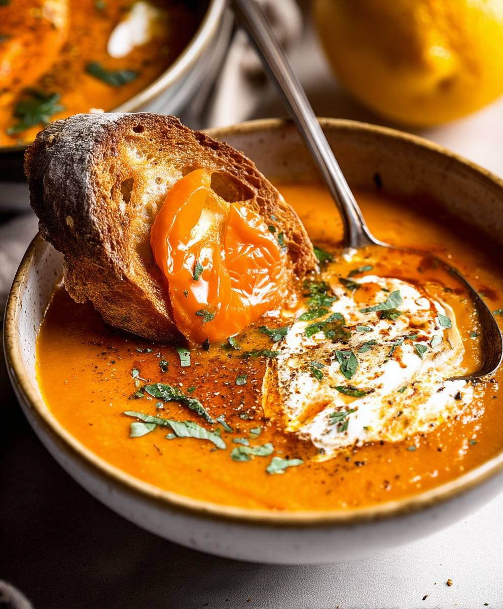 Red pepper sweet potato soup