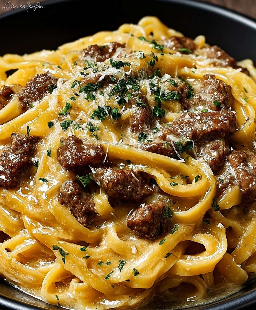 Creamy Beef Garlic Butter Pasta