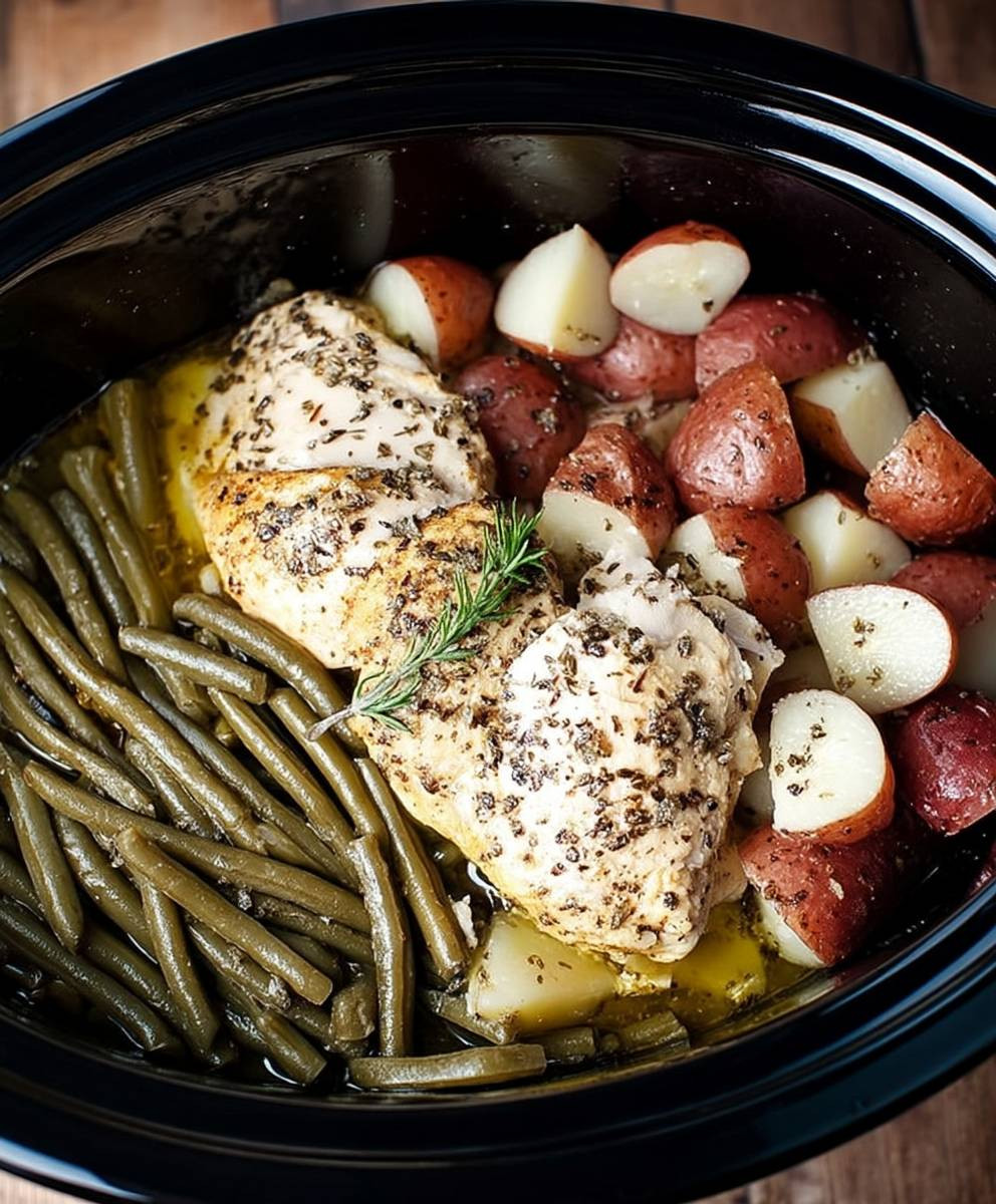 Crockpot chicken potatoes beans