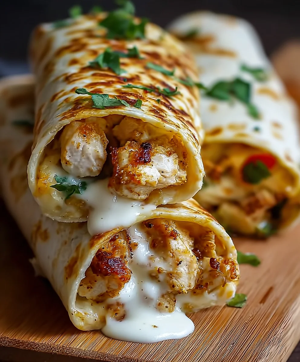 Melty Cheesy Garlic Chicken Wraps Recipe: Quick Dinner Idea