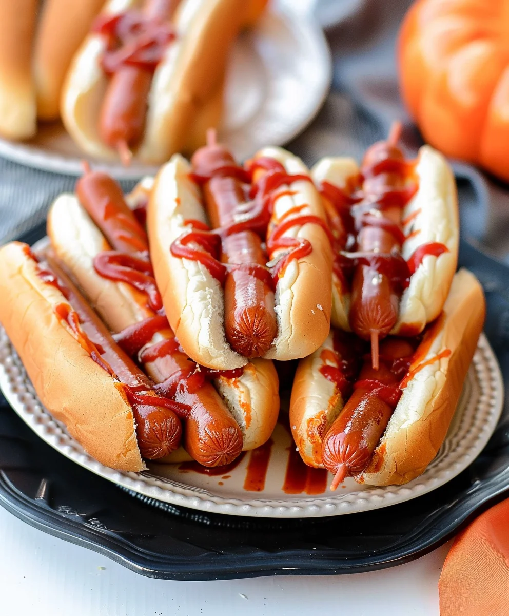 Bloody Severed Finger Beef Hot Dogs for Halloween Fun