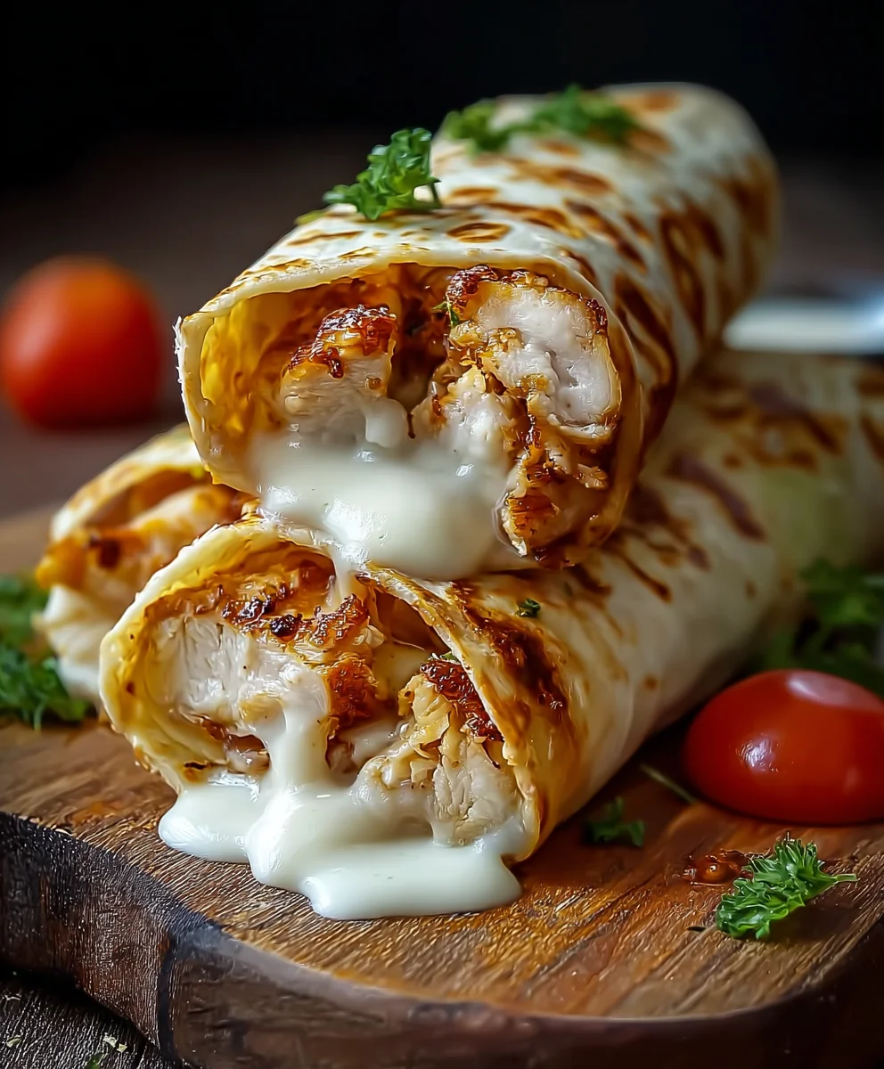 Melty Cheesy Garlic Chicken Wraps Recipe: Quick Dinner Idea