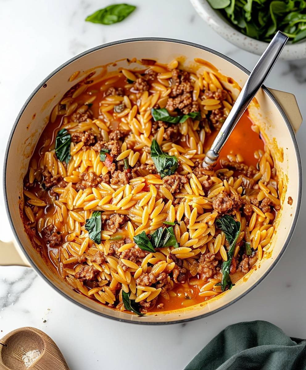 Ground Beef Orzo Pasta