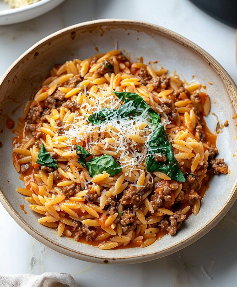 Ground Beef Orzo Pasta