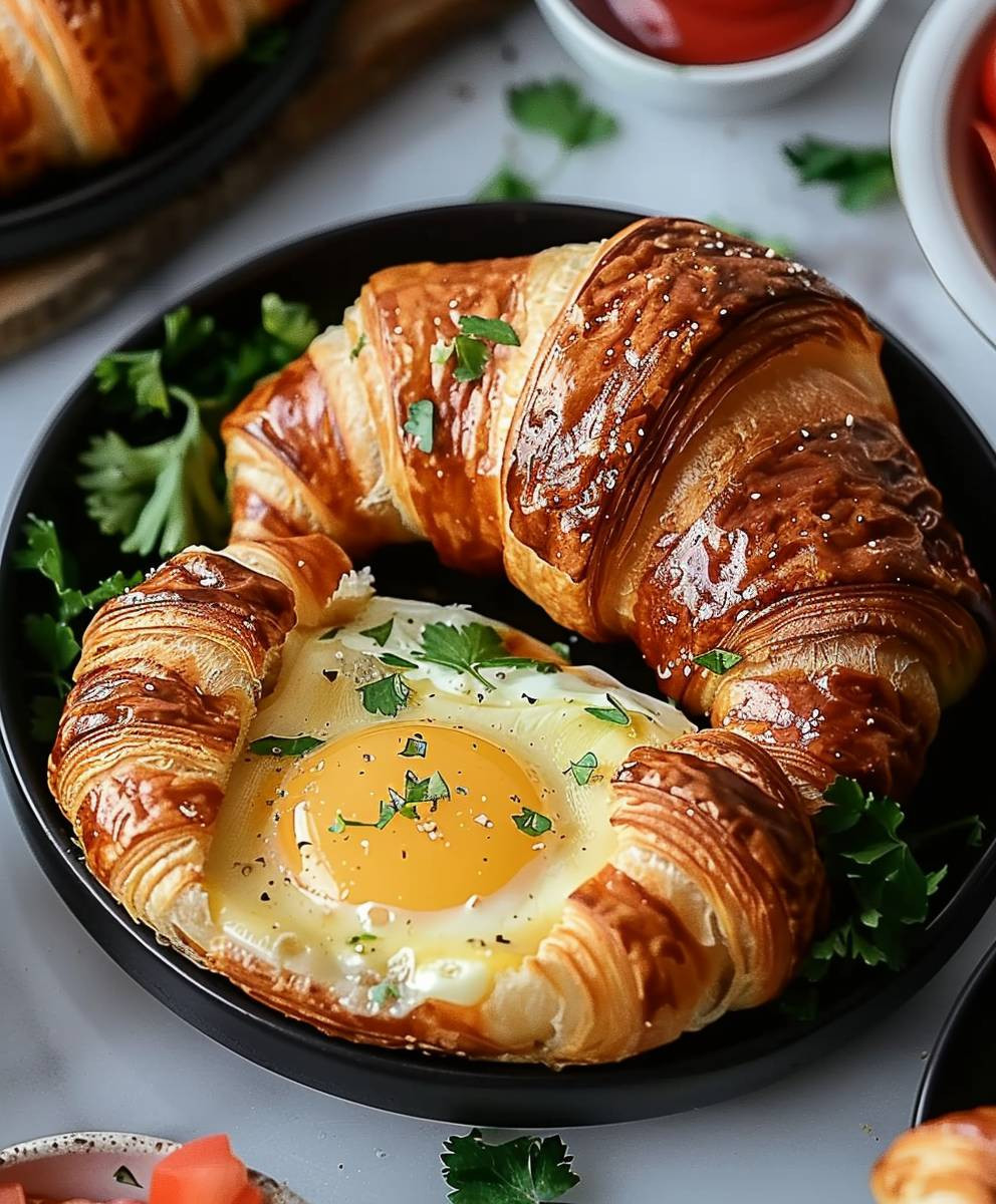 Croissant breakfast sandwich